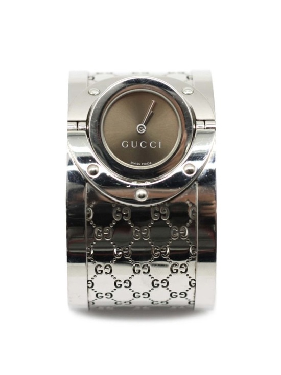 Gucci Other - Gucci Silver 112 Twirl GG Pattern Cuff Watch with Gray Dial